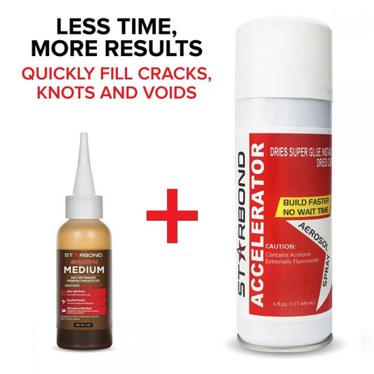 2 oz. Brown Medium Super Glue + 6 oz. Aerosol Accelerator Bundle